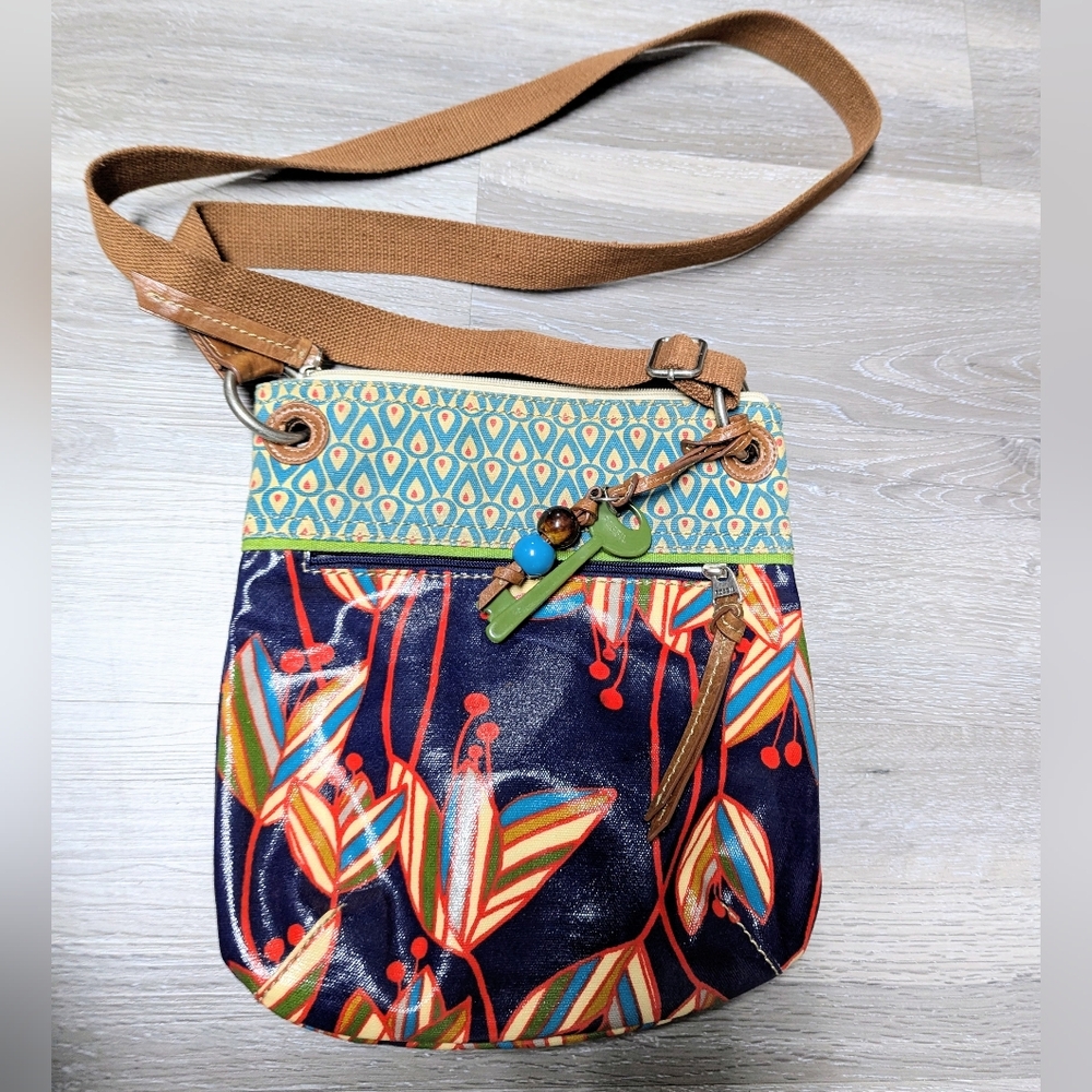 Fossil Key Per Crossbody Bag Colorful Laminant Fabric And Leather